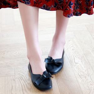 여성봄가을단화 여자구두 리본 플랫 슈즈 검은색 단화 플렛 여성