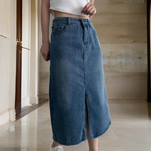 [다잇템]여자 캐주얼 맥시기장 데님스커트 롱스커트