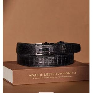 [닥스] 블랙 프리미엄 악어가죽 DAKS 로고 자동벨트 DBBE5E703BK