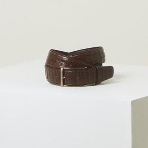[닥스] 브라운 악어 꼬리 프리미엄 가죽 브론즈 버클 비조벨트 DBBE4F395W3