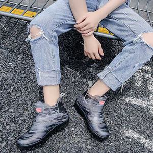 남자 고무 장화 숏레인 부츠 성인 발목 방수 신발