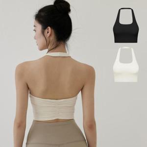[다잇템]여성 일체형캡 백리스 편한 운동 브라탑