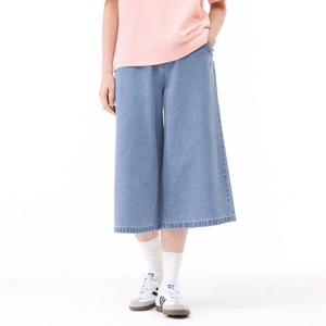 썸머데님 여성 뒷밴딩 7부 와이드 데님 팬츠-EBRG2378D0D