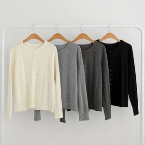 [다잇템][다잇템] 여성 U넥 단추 꽈배기 무채색 가디건_23027148