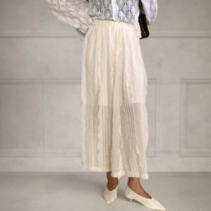 [다잇템][다잇템] 여성 레이스 롱 원컬러 프릴 스커트_22889560_