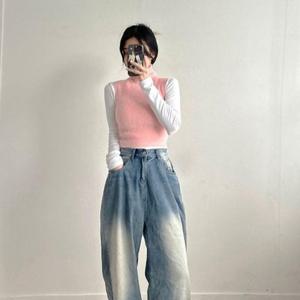 [브이와이][VY] 여자 코디 탱크 FW 앙고라 홀리데이 모크넥 나시