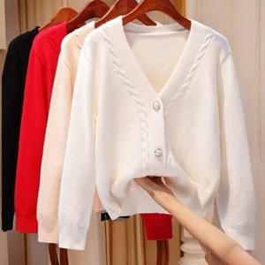 [다잇템][다잇템] 여자 클래식 꽈배기 니트 V넥 가디건_20170162