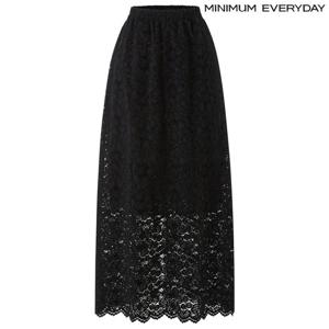 [미니멈][미니멈 에브리데이]레이스 밴딩 백 트임 롱 스커트 (EB4WH016D)