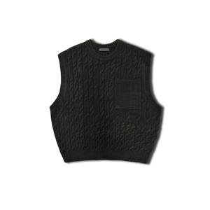 [리빌모아]남자 케이블 포켓 라운드 니트 조끼 OF-VEA-Q011-블랙