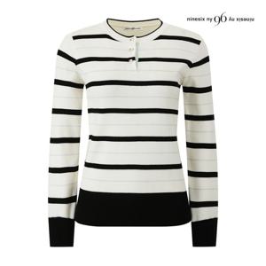 나인식스뉴욕  골드 버튼넥 스트라이프 니트 (NQ1KP005M0)