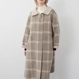 올리비아로렌 MG01 체크 모혼방 후드 집업 코트 VOCEA3WA321