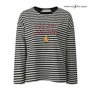 나인식스뉴욕  스마일 프린팅 스트라이프 티셔츠 (NQ1TS008M0)