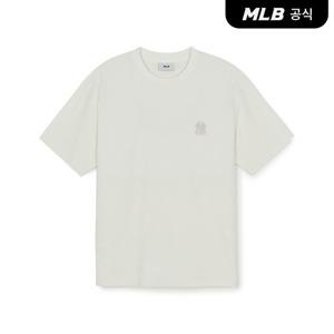 [MLB공식] 26SS 공용 다이아 모노그램 톤톤 자카드 오버핏 반팔 티셔츠 NY (Ivory) 3ATSM0263-50IVS