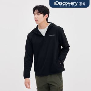 [디스커버리] 남성 기능성 소재 반집업 후드티셔츠 (BLACK) DMHD37051-BKS