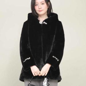 애비뉴투지 엄마옷 보석 인조밍크 페이크퍼 후드 여성 겨울 하프 코트 J02650