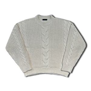 남자 와플 케이블 라운드 긴팔 니트티 OF-KN-Q014-크림