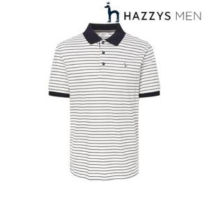 [헤지스남성] (HZTS5B435CR) 크림 인터록 스트라이프 반팔 카라 티셔츠