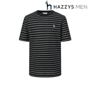 [헤지스남성] (HZTS5B505CG) [25SS]차콜 트윌조직 스트라이프 반팔 티셔츠