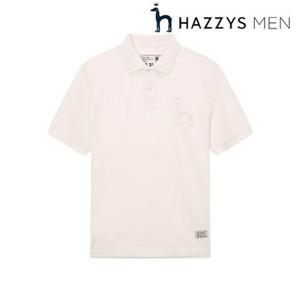 [헤지스남성] (HZTS5B002OW) [25주년][GARMENT DYE] 오프화이트 빅퍼피 반팔 피케 티셔츠