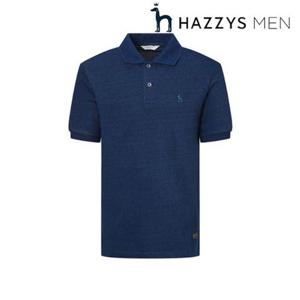 [헤지스남성] (HZTS5B406B2) [아이코닉][INDIGO DYE] 반팔 피케 티셔츠