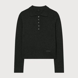 [커버낫]커버낫 우먼 리브드 카라 니트 차콜 CO2504KT80CH