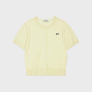 와키윌리긴팔티 KQJ WA2602CD52LY 우먼스 릴리와펜 라운드넥 반팔 가디건 옐로우