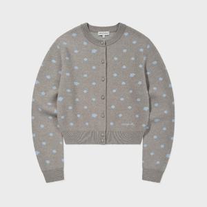 와키윌리긴팔티 KQJ WA2601CD62GR 우먼스 릴리 도트 라운드넥 가디건 그레이