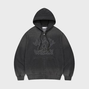 와키윌리후드집업 KQJ WA2601HZ64DG 우먼스 빅릴리 데님워싱 오버핏 후드집업 그레이