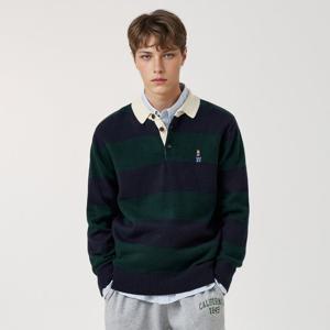 [후아유] Steve Stripe Button Collar Pullover  WHKAF4941U