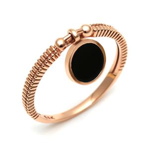 [비앤비골드] 14K 심플 커팅 딸랑이 오닉스 반지 SRS25061