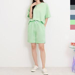 GQQ M580_M680 여자오버핏반팔티_밴딩5부반바지세트 여성의류 면티 반팔티 반팔티셔츠 오버핏 오버핏셔츠 밴딩 반바지 밴딩반바지 면바지