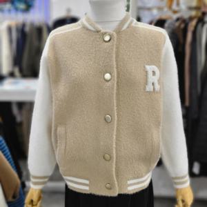 [밸리걸]R로고 노카라 야구 점퍼형 니트 자켓 613700