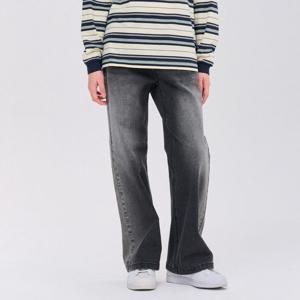 [오션스카이]여아 블랙 워싱 기모 와이드 데님팬츠-EFJG2376C03