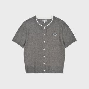 와키윌리긴팔티 KQJ WA2602CD52GR 우먼스 릴리와펜 라운드넥 반팔 가디건 그레이