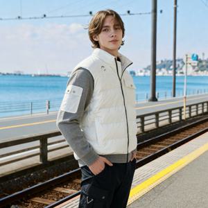 챌린저 남성 니트 하이브리드 숄더 프리 스윙 구스다운 자켓 아이보리 CHE4MJK5403IV