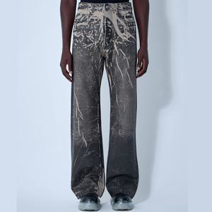 26 SS 릭오웬스 다크쉐도우 Geth 코팅 피니쉬 와이드 데님 진 DU02E7351 DWF 59