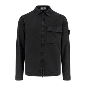 26SS 스톤아일랜드 와펜 패치 블랙 남성 집업 오버셔츠 L1S15 1200008 S00WN V0129