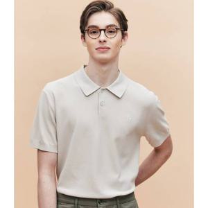 [헤지스남성] 베이지 면강연 마이크로 조직 카라 니트(HZSW5B551I1)