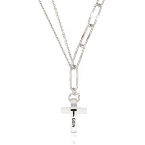 [티르리르] 글로리 크로스 믹스 화이트 실버 체인 목걸이 TNSSVW14111M
