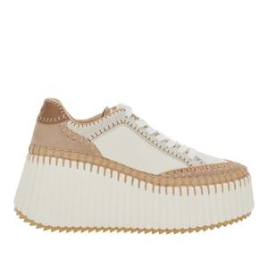 끌로에 베이지 웨지 스티칭 패브릭 스니커즈 CHC24U02 IBD70F