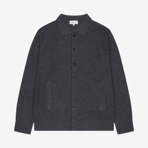 [지이크]세로 변형 조직 카라 가디건 멜란지그레이 PJUCH8004 B