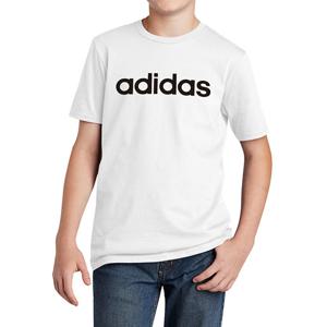 아디다스 YB 에센셜 리니어 반팔티 여자 티셔츠 화이트 DV1810