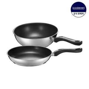 쿡에버 슈퍼슬라이드 인덕션 코팅 프라이팬 2종 세트 (팬28+웍28)