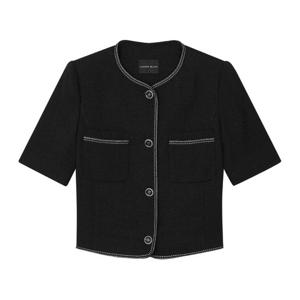 [르샵]25l1l21wjk060uuuu배색 테이프 반팔 노카라 트위드 자켓_C