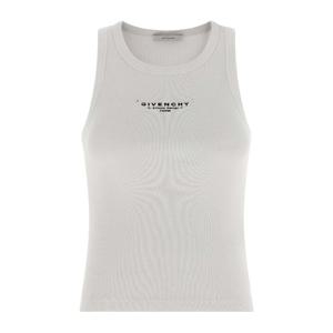 지방시 로고 프린트 스트레치 리브 코튼 탑 BW70FPP75N 100