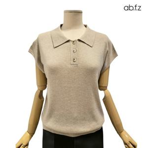 [에이비에프지]솔리드 카라넥 캡 소매 니트 APZ4HW33J