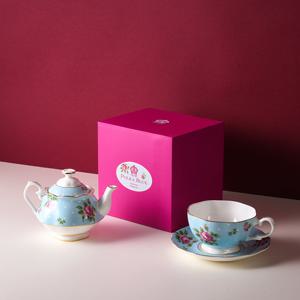 [로얄알버트]뉴황실장미 티포원 (폴카블루)