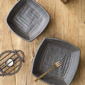 이천도자기 돌비 블랙 사각샐러드 접시 1호 21.5cm 식기 그릇 플레이트