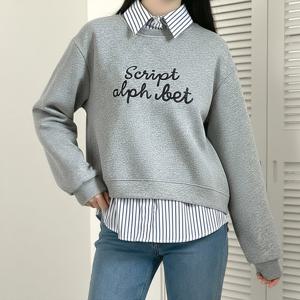 [올리비에스클로젯]알파켓 셔츠배색 맨투맨 티셔츠_O2601TS012A