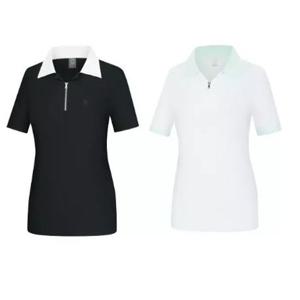 [콜핑]LD18 여성 여름 냉김소재 와이드카라 반팔티셔츠 KWT4961W